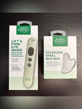 Mario Badescu Lift & Firm Eye Wand + Stainless Steel Gua Sha - NIB